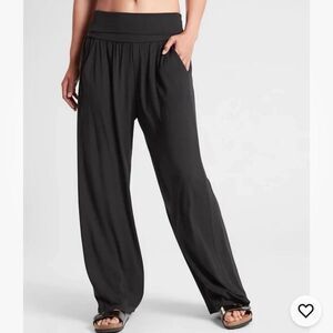Athleta Studio Wide Leg Pant Black 2X Lounge Yoga Comfy Pants Flowy Breathable